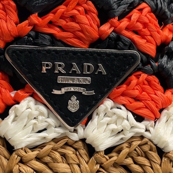 Prada Canapa Raffia Straw Tricolor Handbag W/Dustbag - Picture 13 of 16
